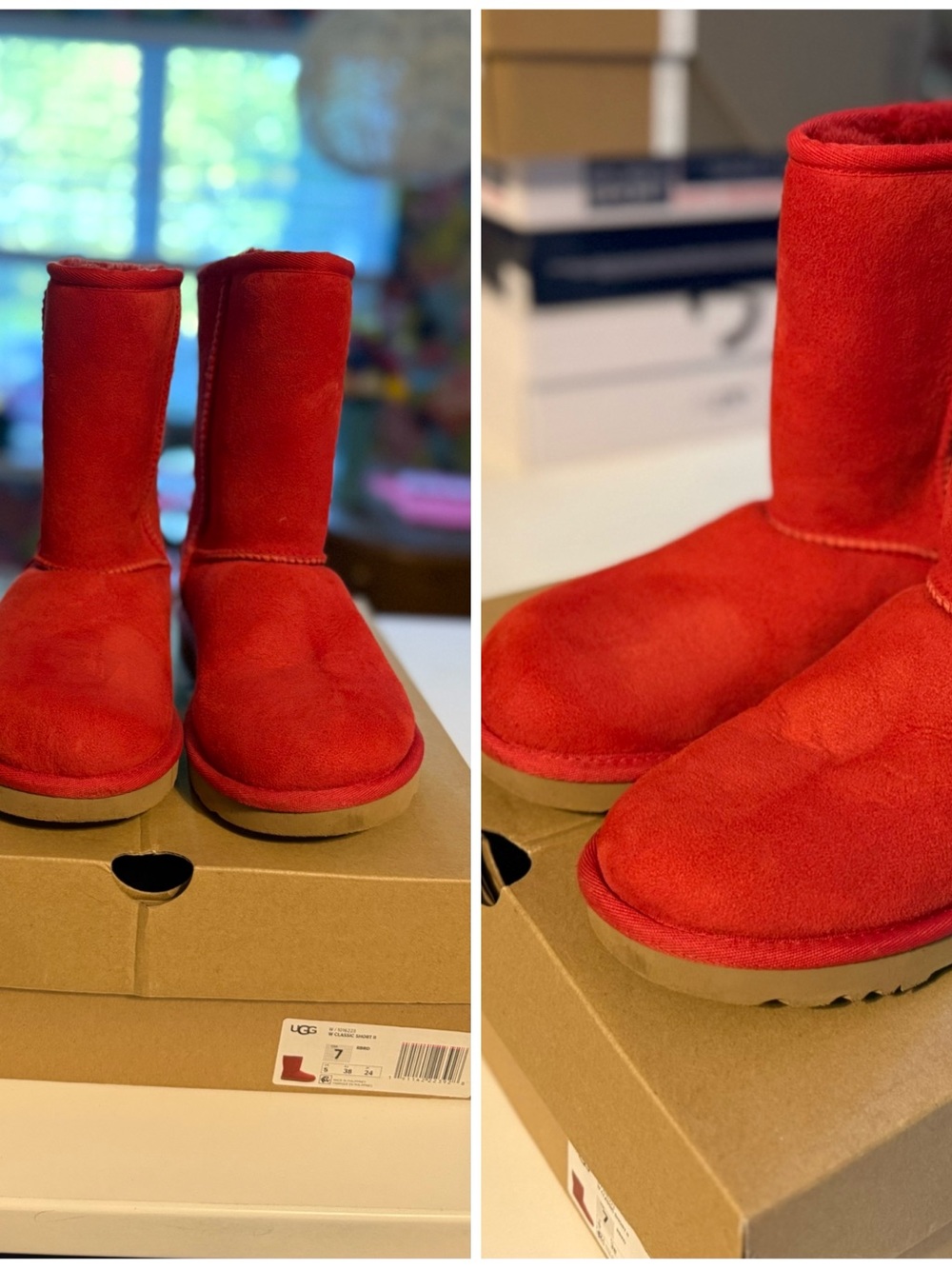 UGG Classic Short Boots in Bright Red Suede